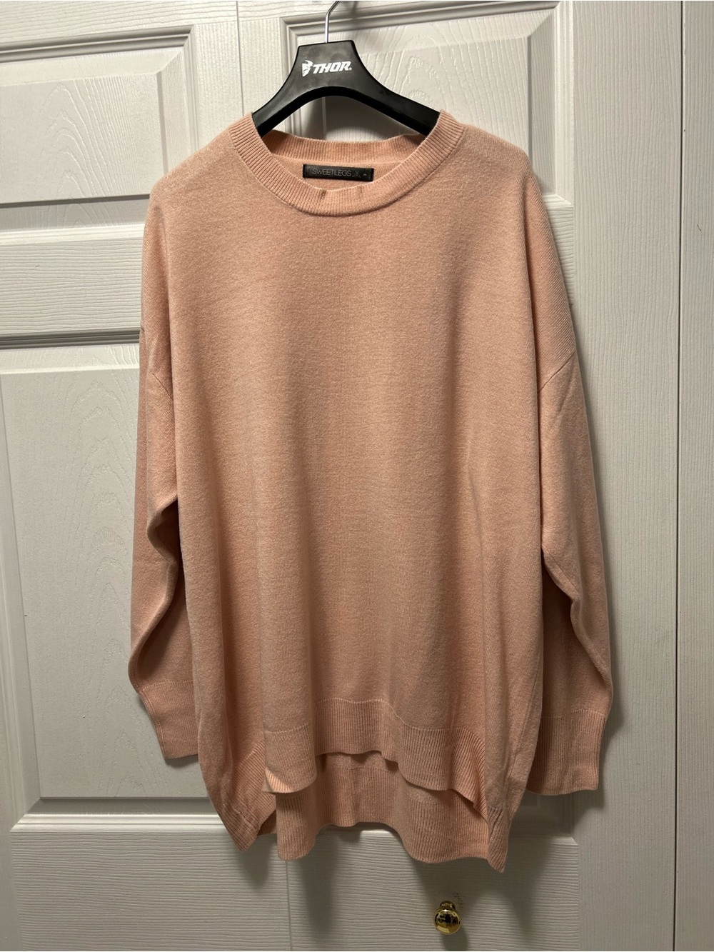 Soft Pink Oversized Crewneck Sweater - Blush